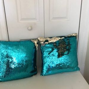 Sequin blue pillow